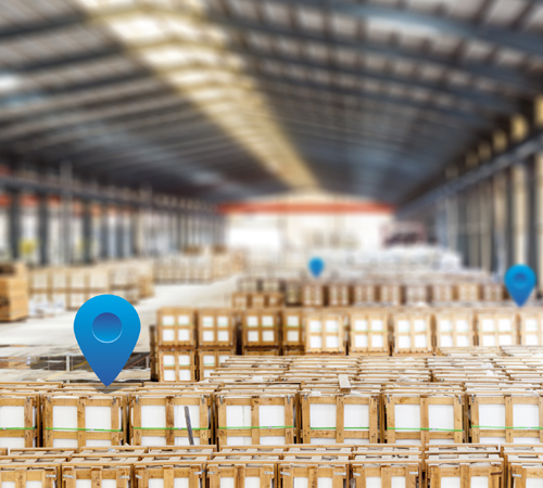 The interior of a warehouse.