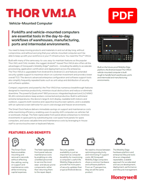 The first page of the Honeywell Thor VM1A data sheet.